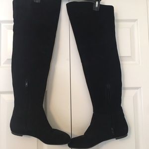 Black suede over the knee boots